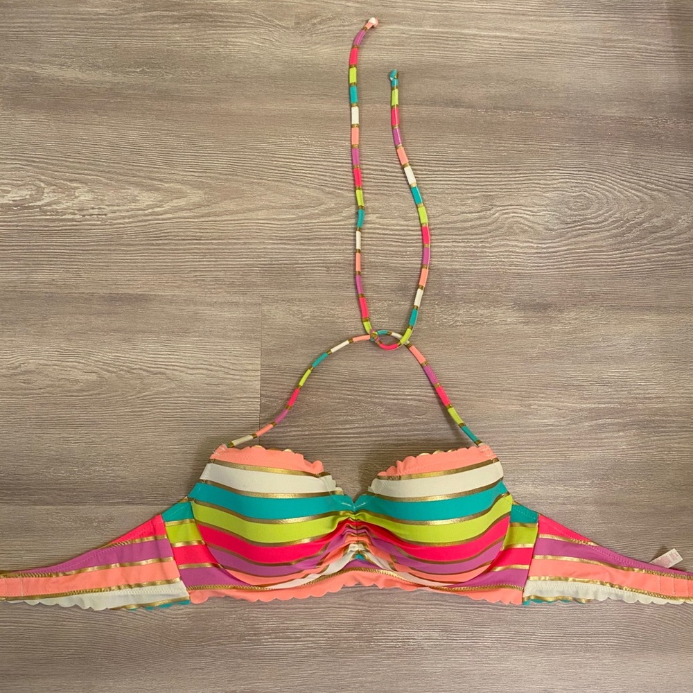 Victoria’s Secret rainbow stripped getaway bikini top 34c